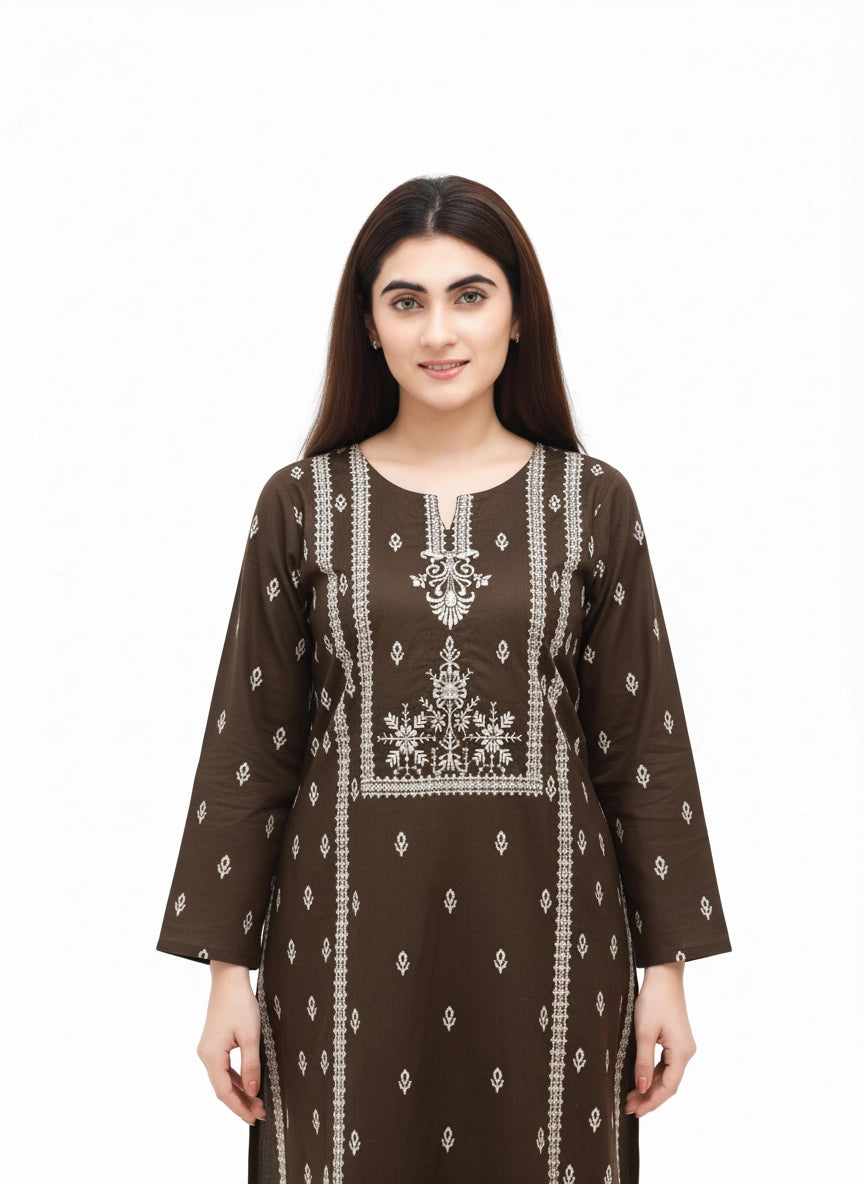 Cultural Grace – Unstitched Modern Embroidered Khaddar 2 Piece