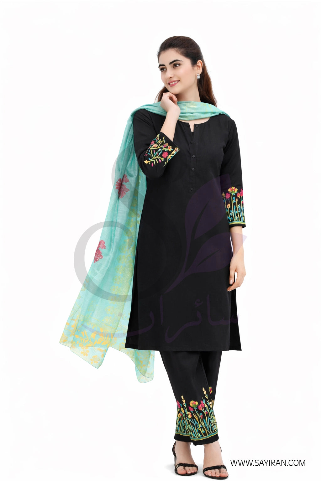 Midnight Bloom – 3 Piece Summer Lawn Suit