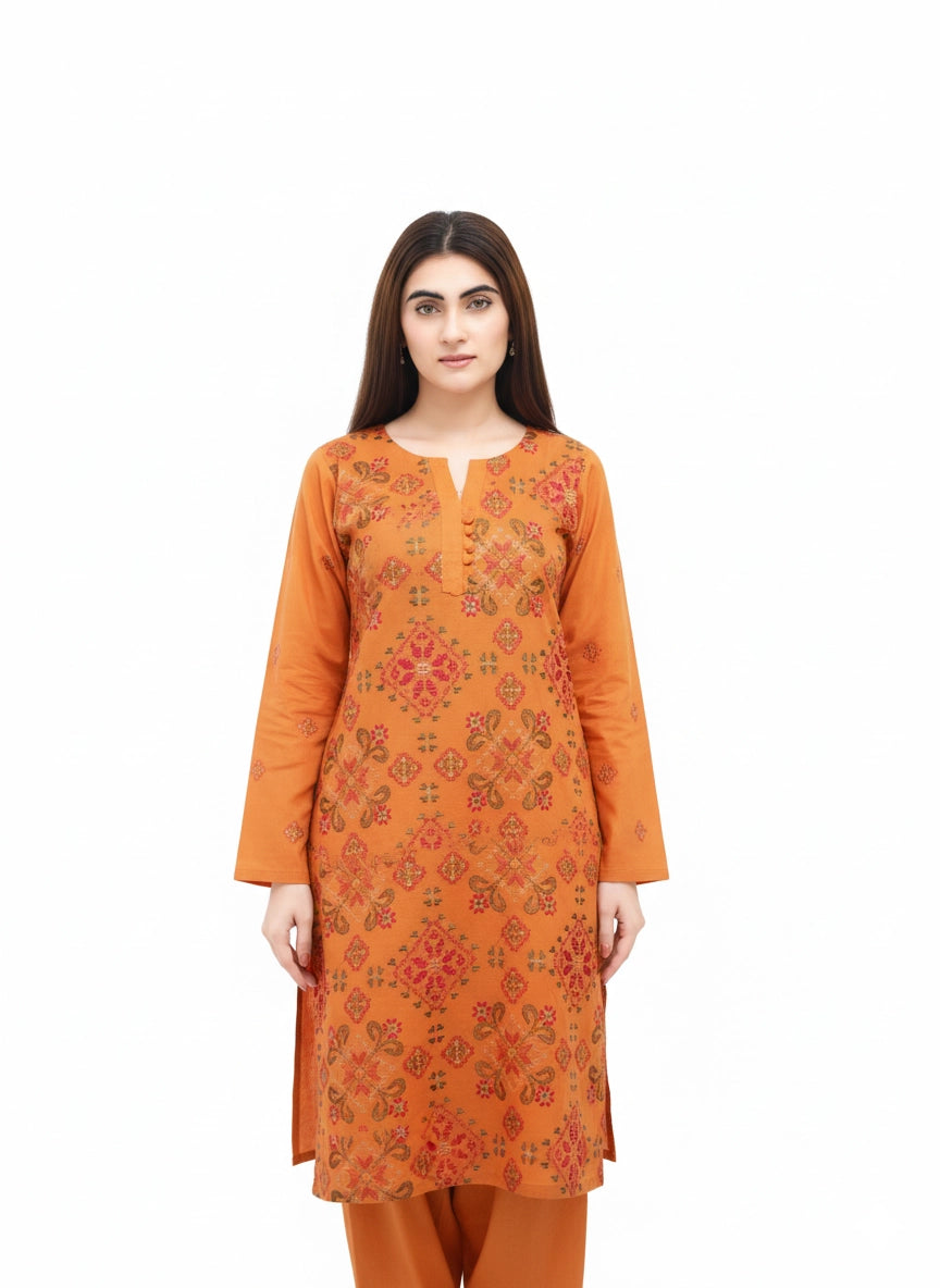 Gulnaar Khaddar – 2 Piece Unstitched Embroidered Dress