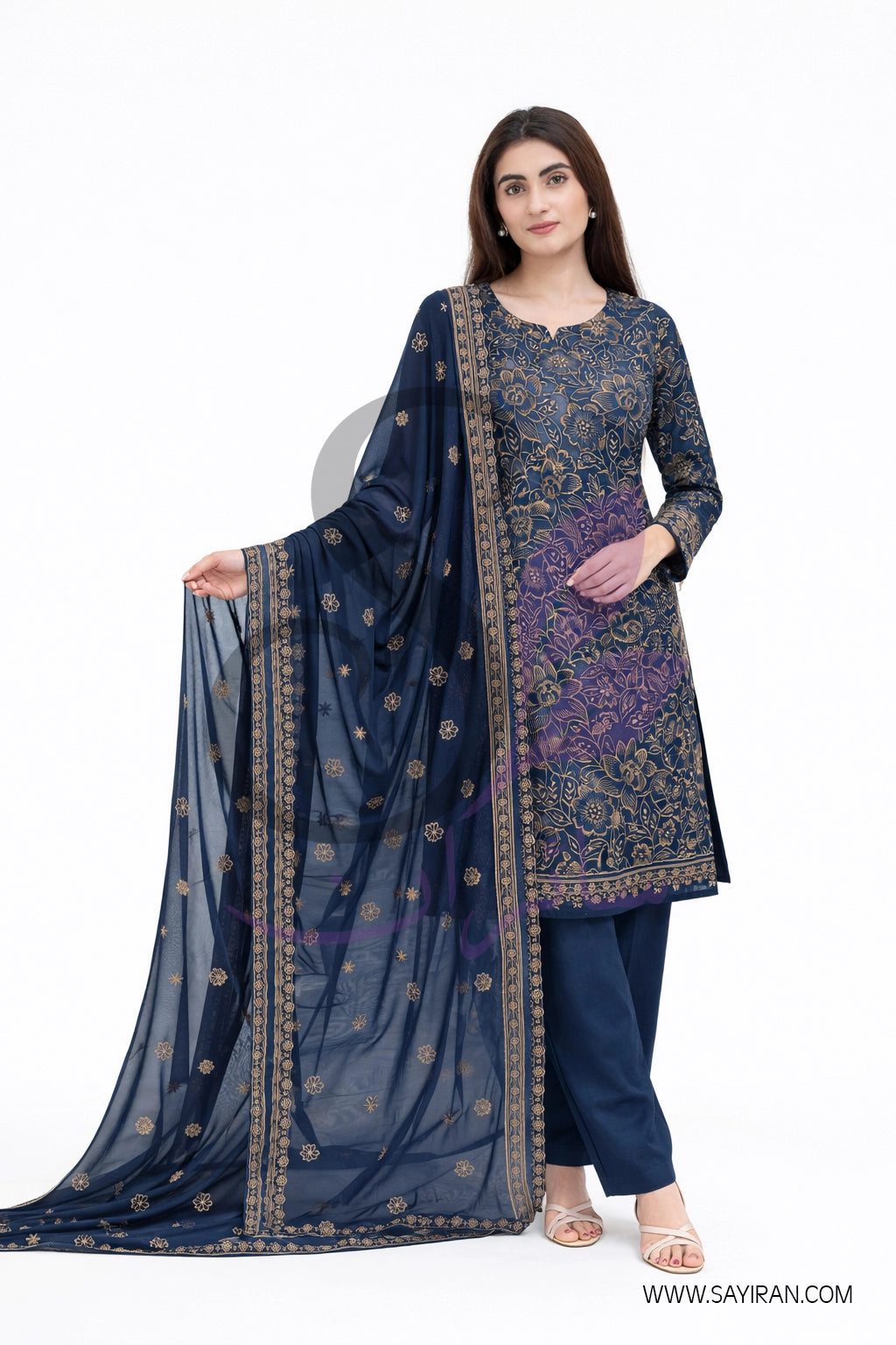 Nyra Gold – 3 Piece Embroided Lawn suit