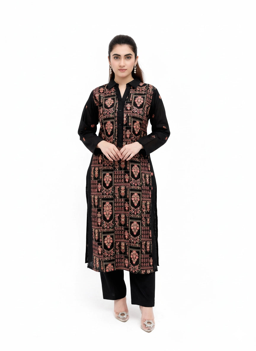 Mughal Arch – Unstitched Suit Embroidered Khaddar 2 Piece