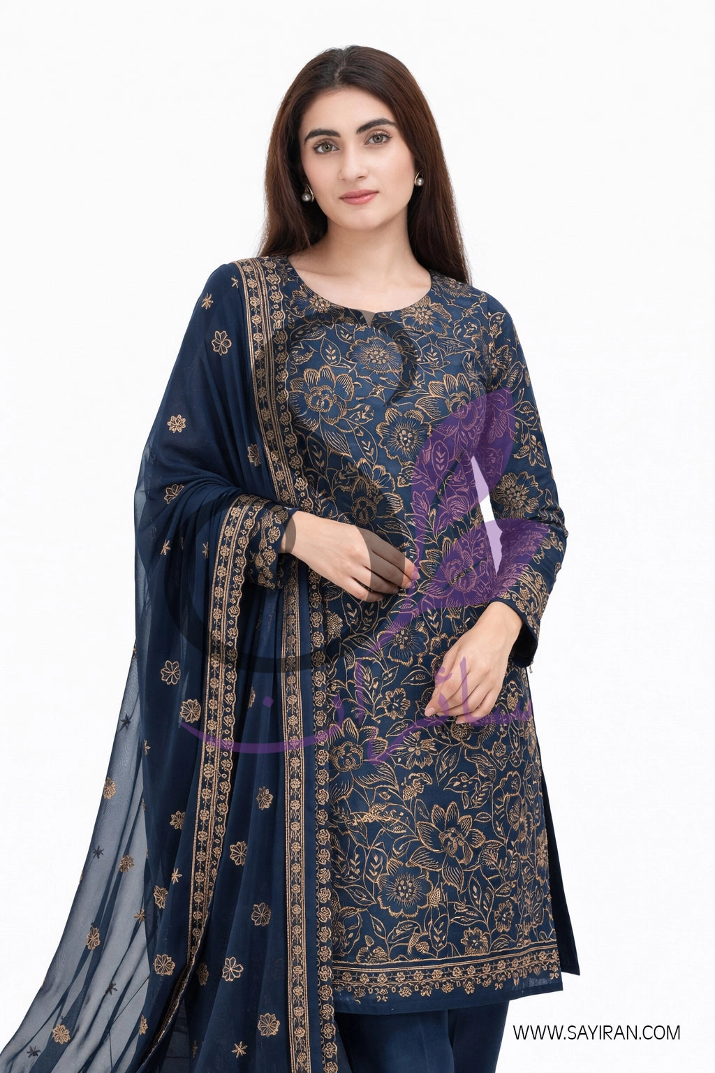 Nyra Gold – 3 Piece Embroided Lawn suit
