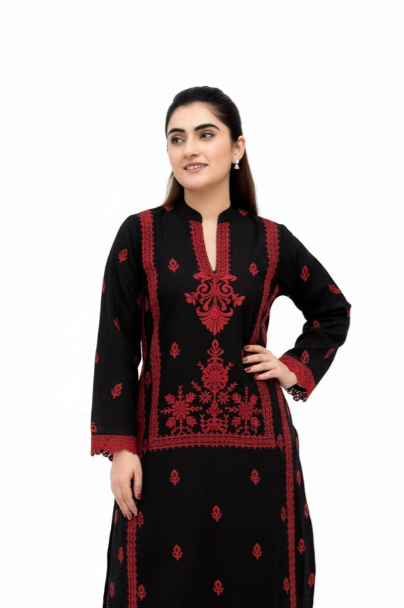Cultural Grace – Unstitched Modern Embroidered Khaddar 2 Piece