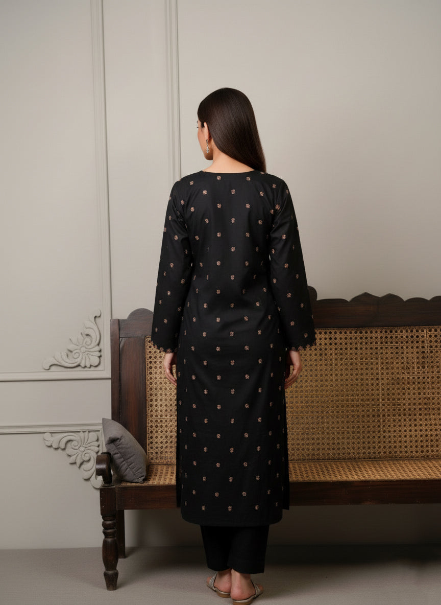 Siyah Noir - Embroidered 2-Piece Soft Khaddar (Unstitched)