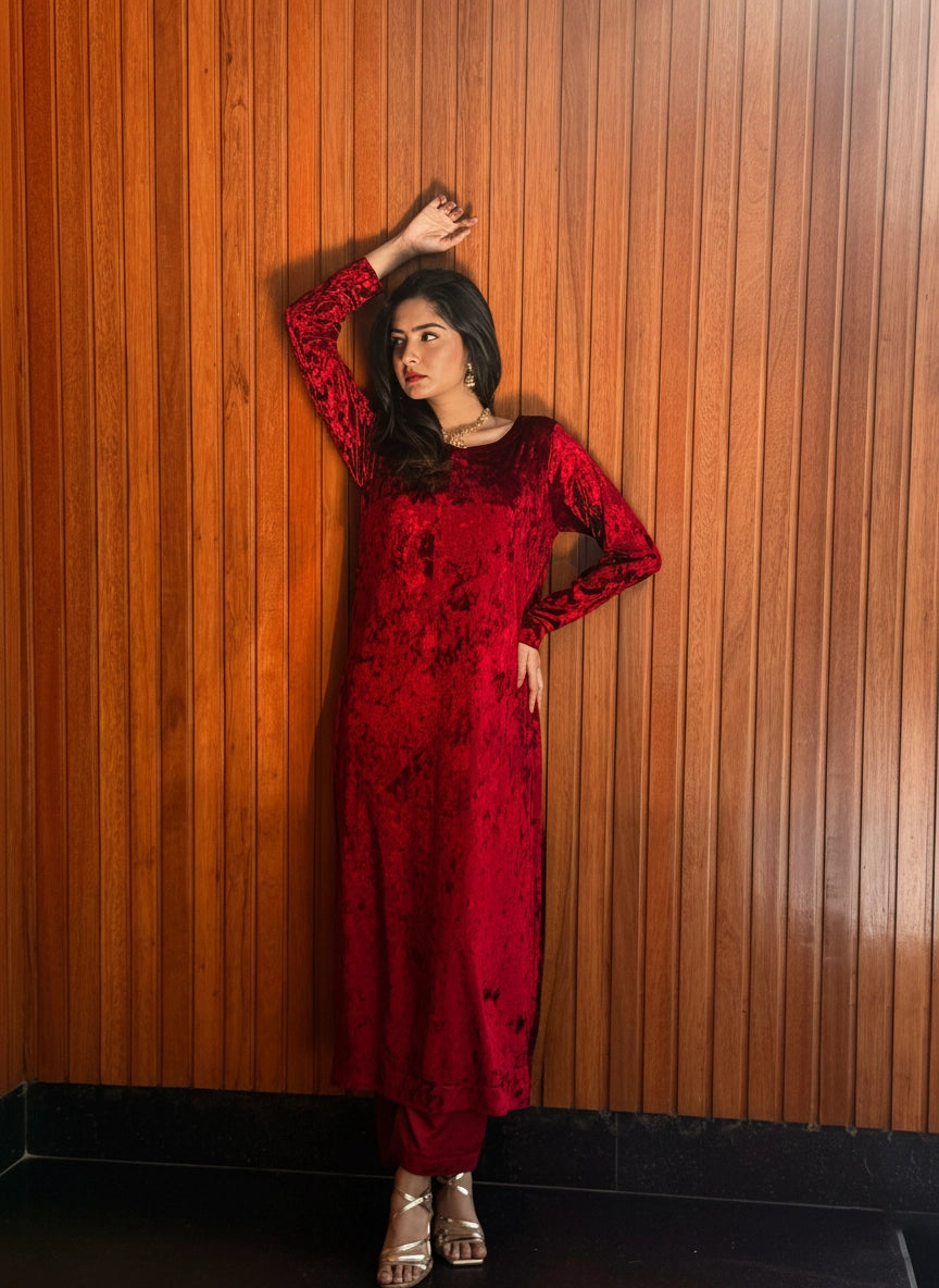 STITCHED ELITES VELVET 2 PIECE |Crimson Red