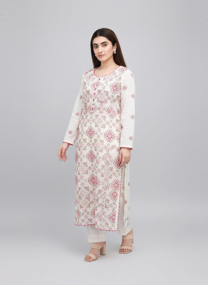 Gulnaar Khaddar – 2 Piece Unstitched Embroidered Dress