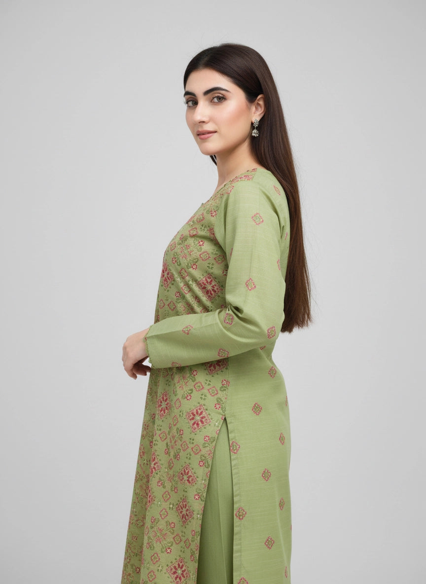 Gulnaar Khaddar – 2 Piece Unstitched Embroidered Dress