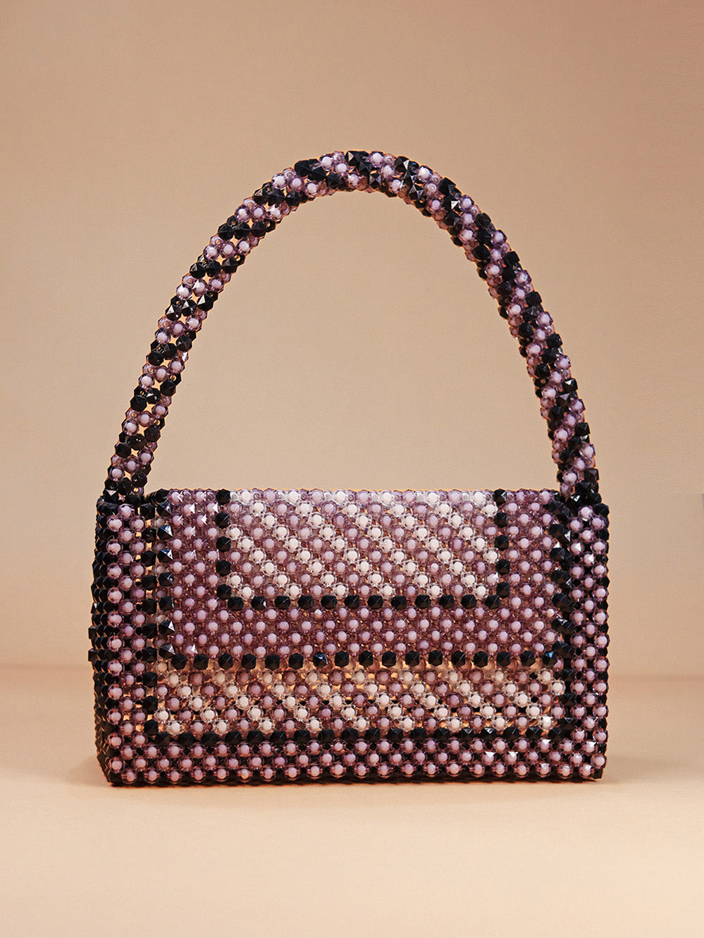 Striped Beaded Bag – Purple & Pink