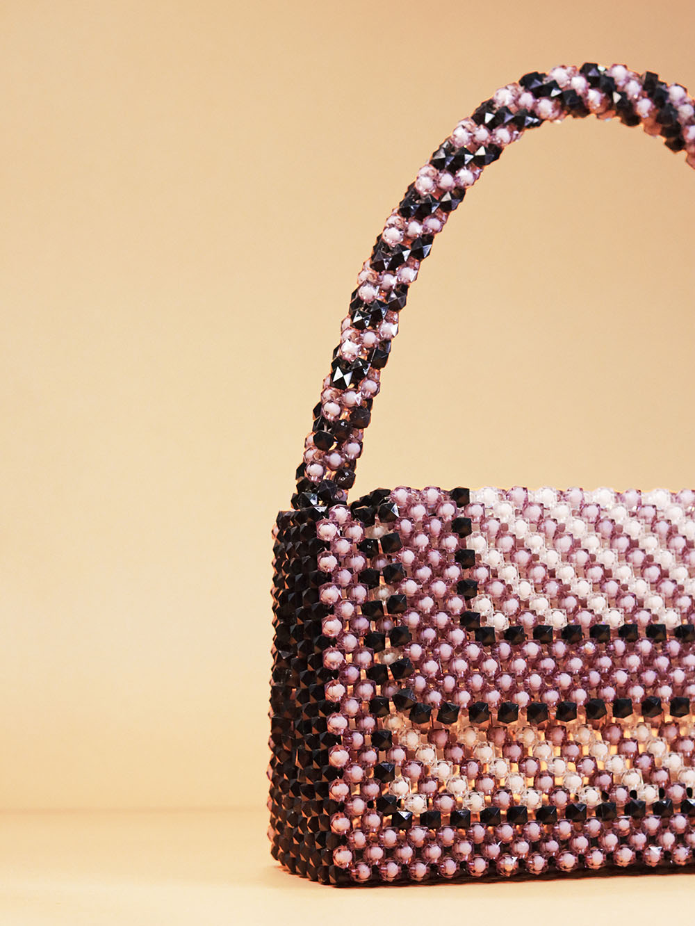Striped Beaded Bag – Purple & Pink