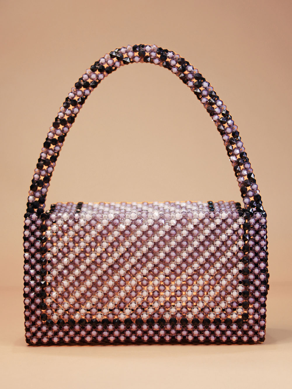 Striped Beaded Bag – Purple & Pink
