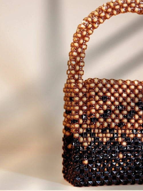 Black Gold Beaded Bag – Black & Nude Gold