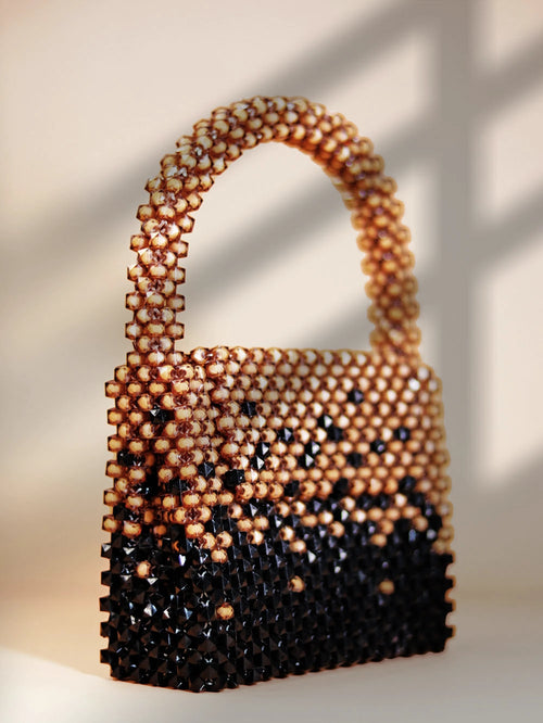 Black Gold Beaded Bag – Black & Nude Gold