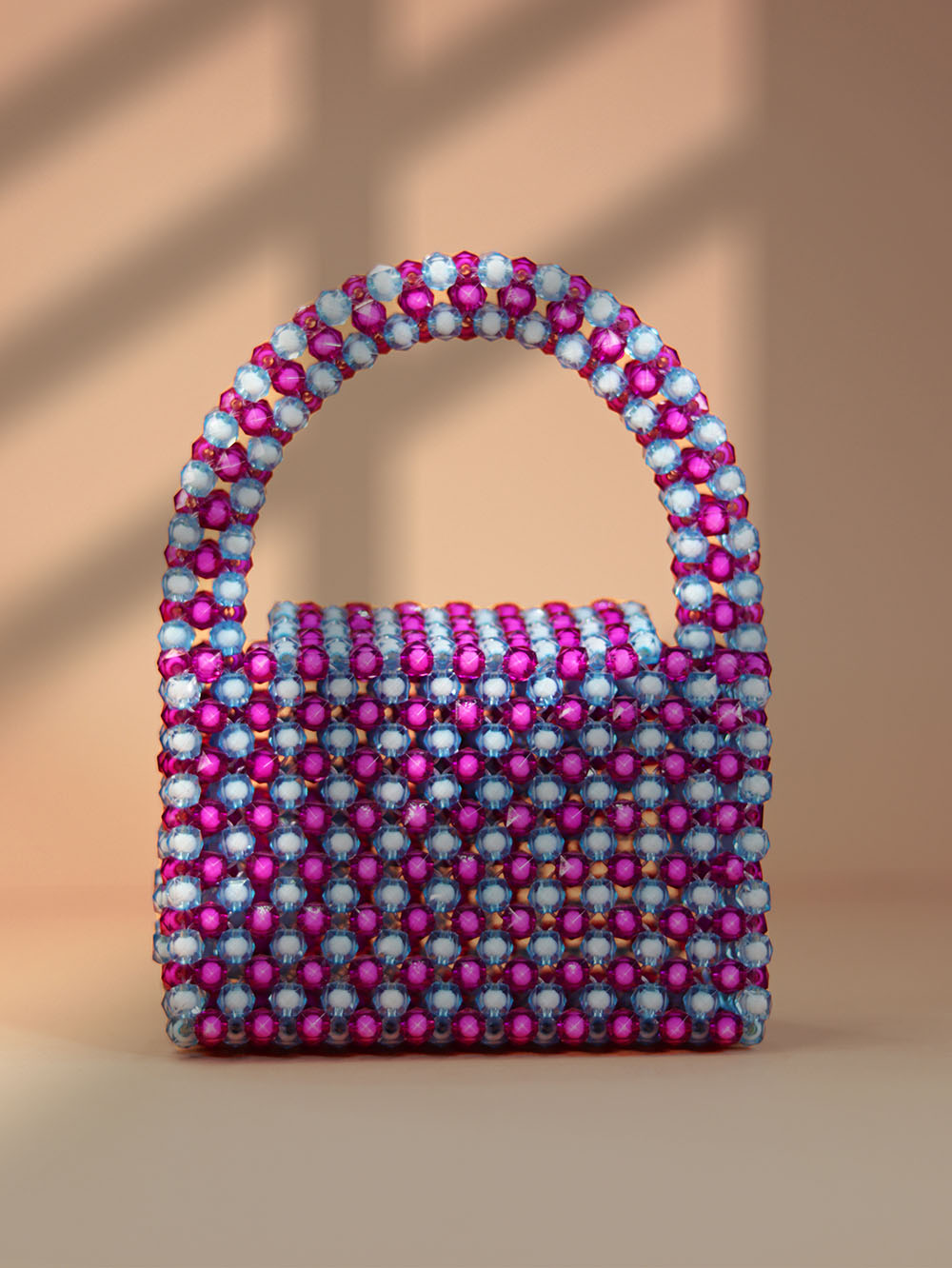 Multicolor Beaded Box Bag – Purple & Pink