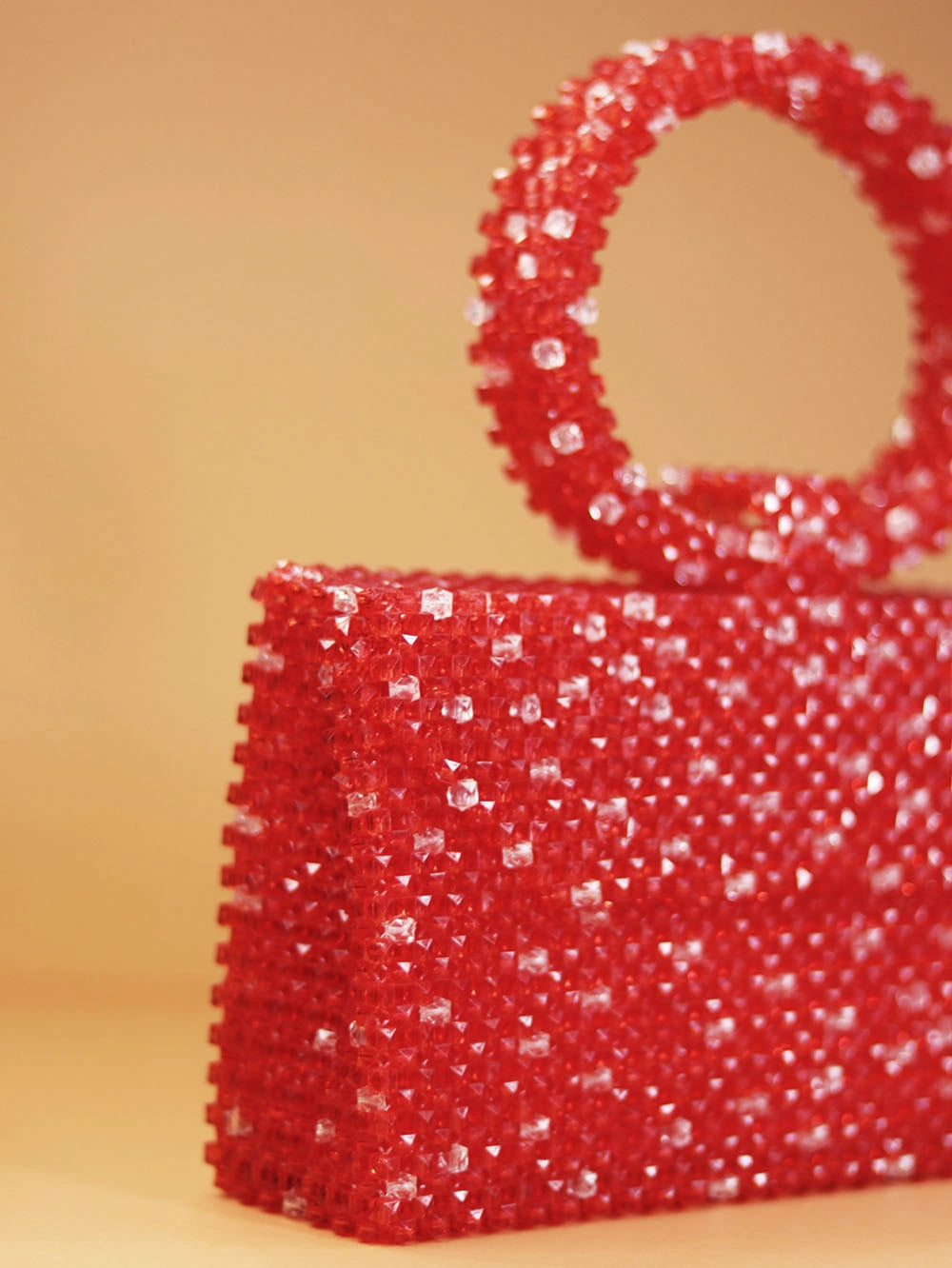 Ring Red Beaded Handbag