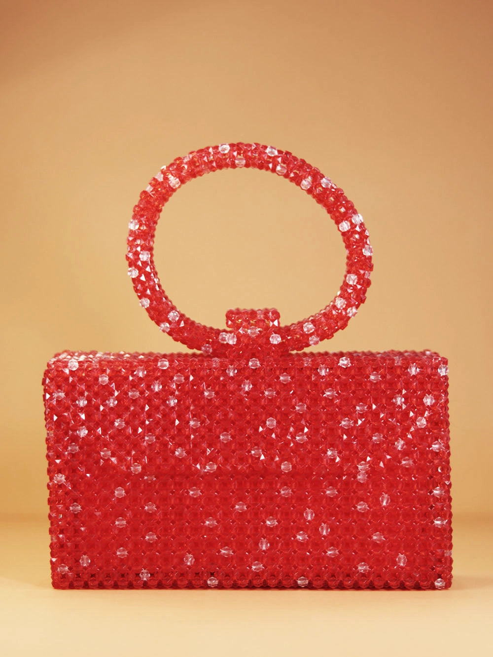 Ring Red Beaded Handbag