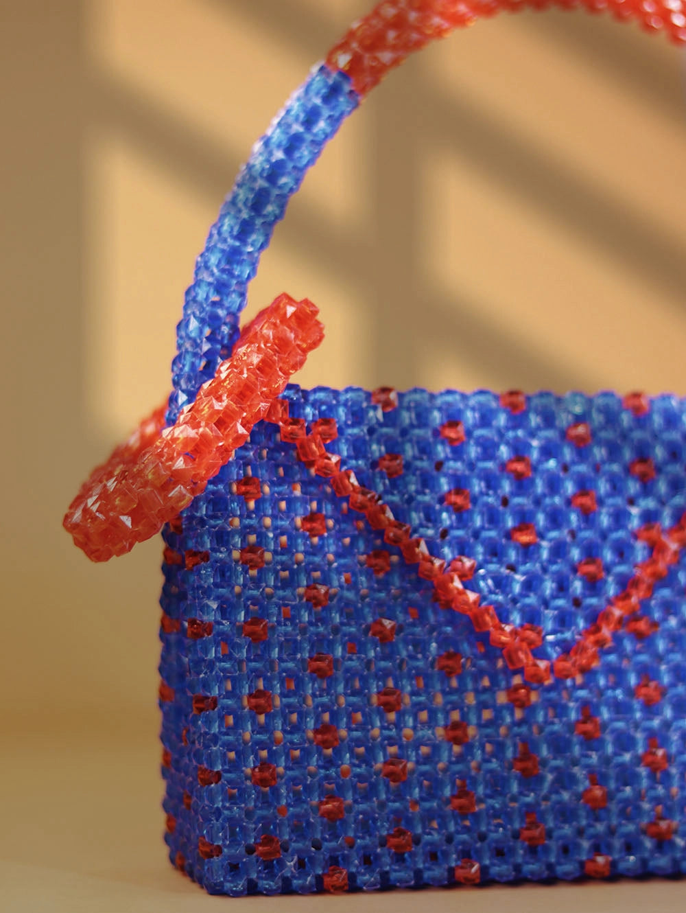Envelope Style Beaded Handbag – Blue & Red