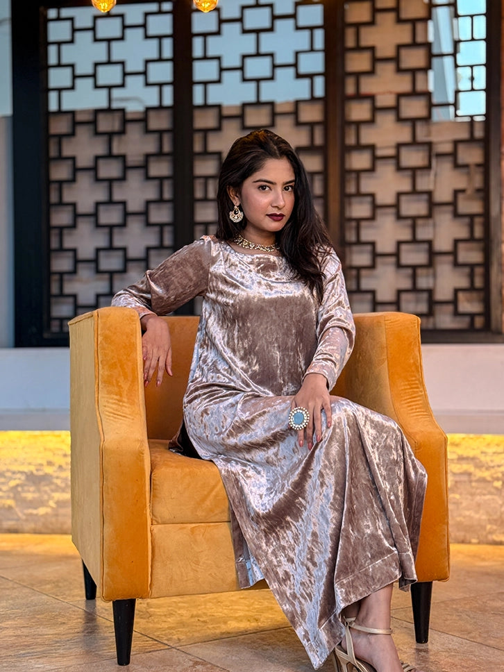 STITCHED ELITES VELVET 2 PIECE | Champagne Beige