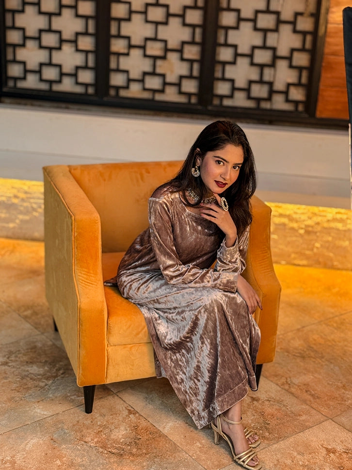 STITCHED ELITES VELVET 2 PIECE | Champagne Beige