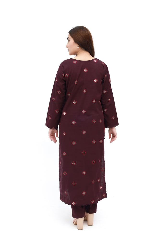 Gulnaar Khaddar – 2 Piece Unstitched Embroidered Dress