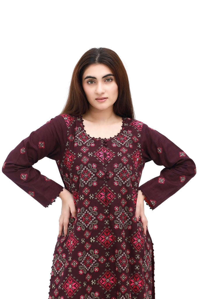 Gulnaar Khaddar – 2 Piece Unstitched Embroidered Dress