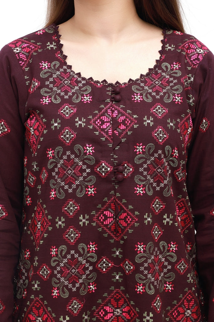Gulnaar Khaddar – 2 Piece Unstitched Embroidered Dress