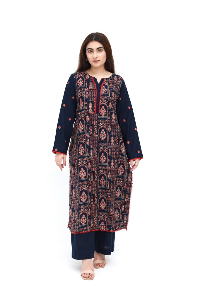 Mughal Arch – Unstitched Suit Embroidered Khaddar 2 Piece