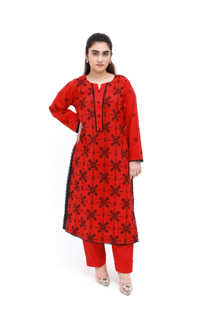 Snowflake Charm – Embroidered Khaddar 2 Piece Unstitched Suit