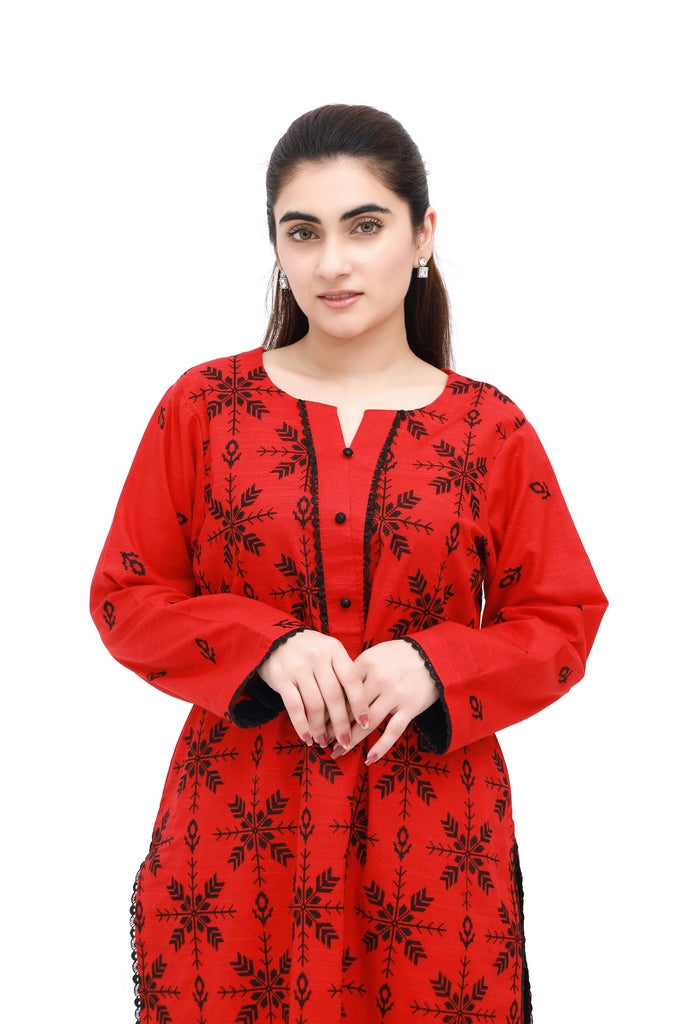 Snowflake Charm – Embroidered Khaddar 2 Piece Unstitched Suit