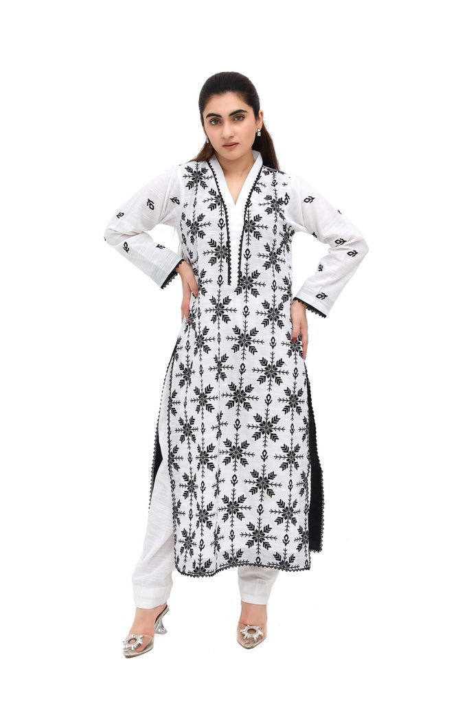 Snowflake Charm – Embroidered Khaddar 2 Piece Unstitched Suit