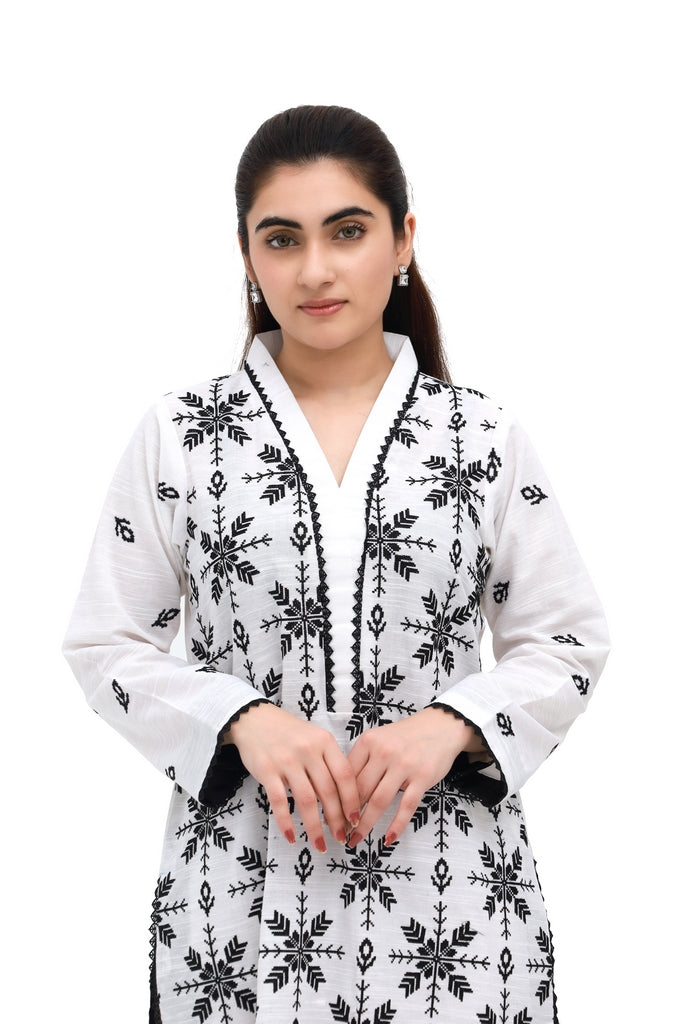Snowflake Charm – Embroidered Khaddar 2 Piece Unstitched Suit