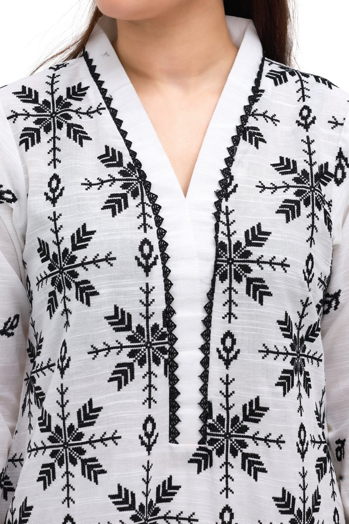 Snowflake Charm – Embroidered Khaddar 2 Piece Unstitched Suit
