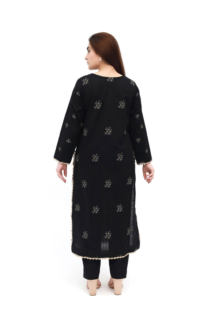Embroidered Gold 2 Piece Khaddar Suit – Unstitched Winter Party Wear