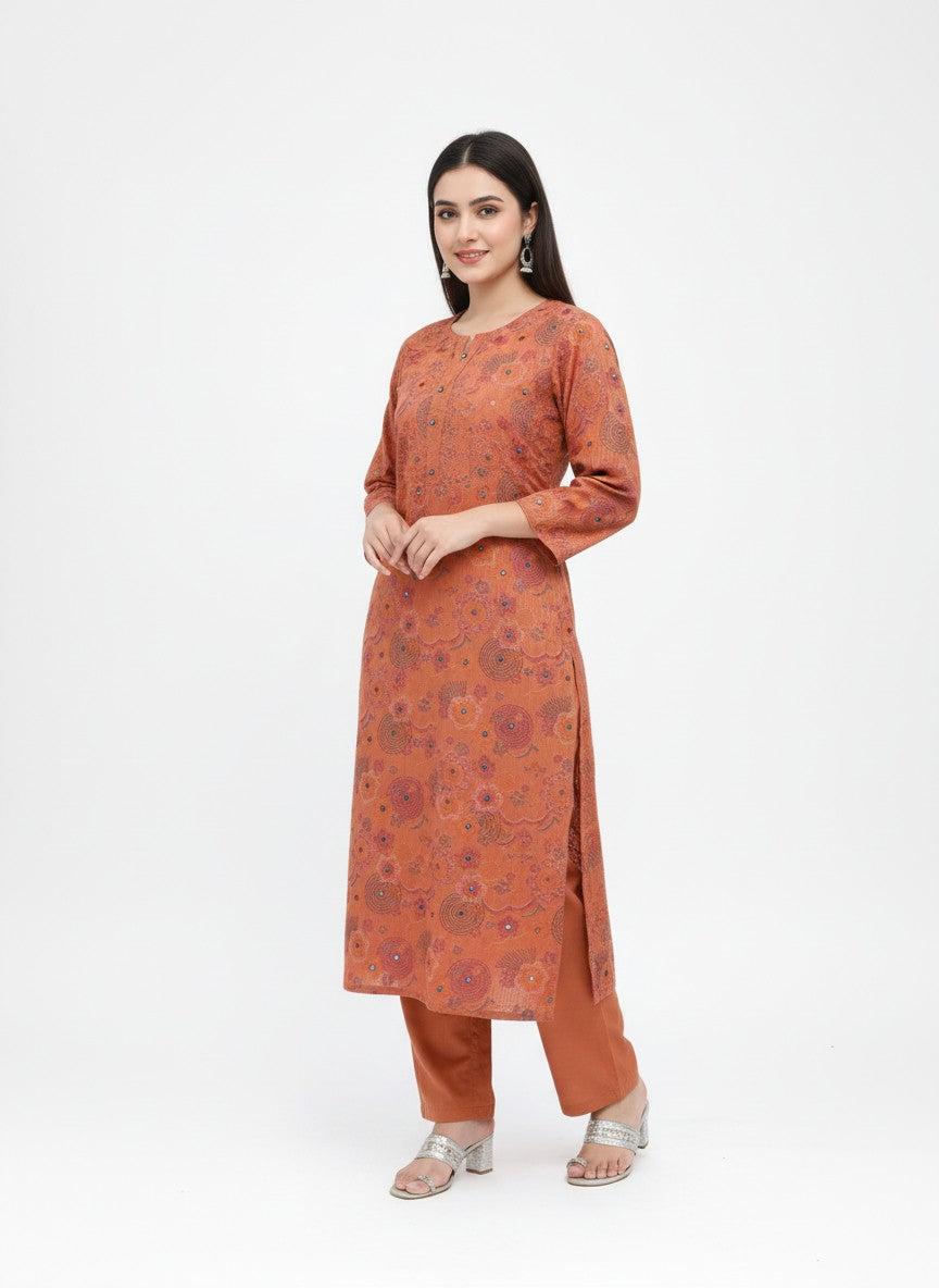 Terracotta Sparkle | Premium Unstitched 3-Piece Karandi Suit