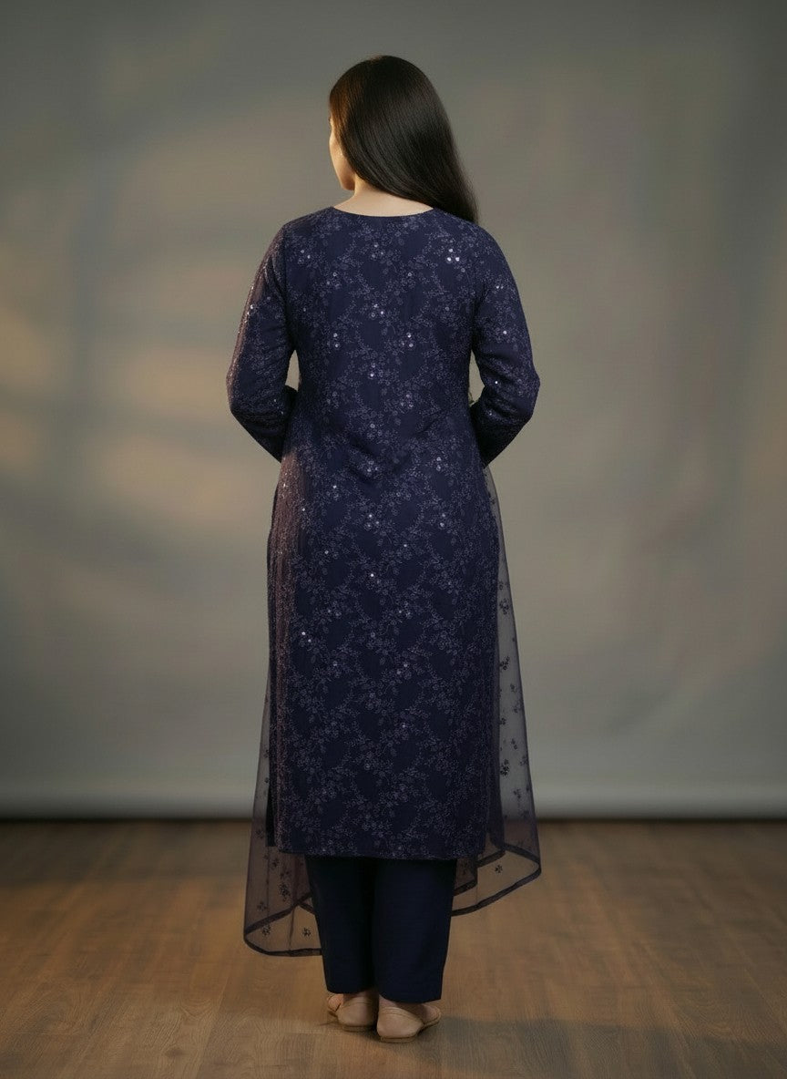 Ivy Mirror | Premium Unstitched 3-Piece Karandi Suit