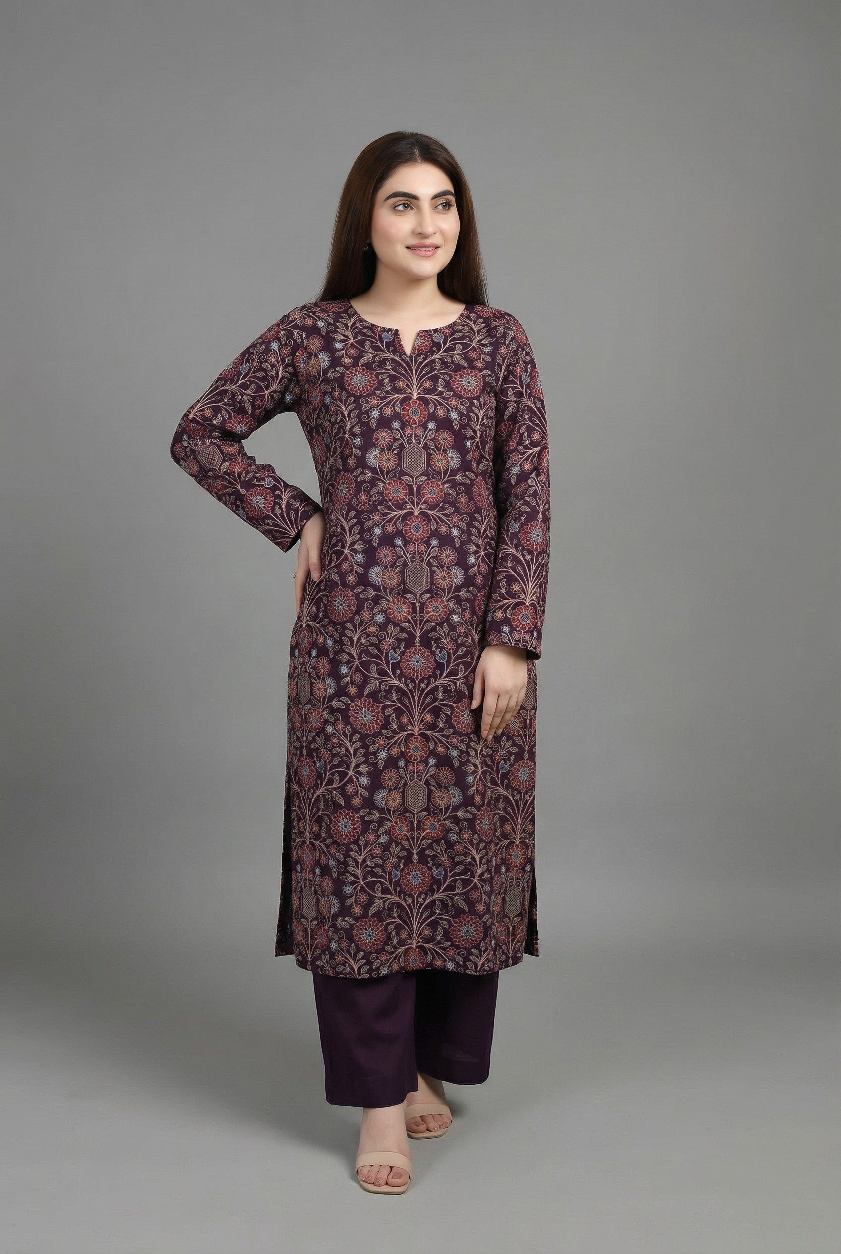 Kashmiri Vines | Premium Unstitched 3-Piece Karandi Suit