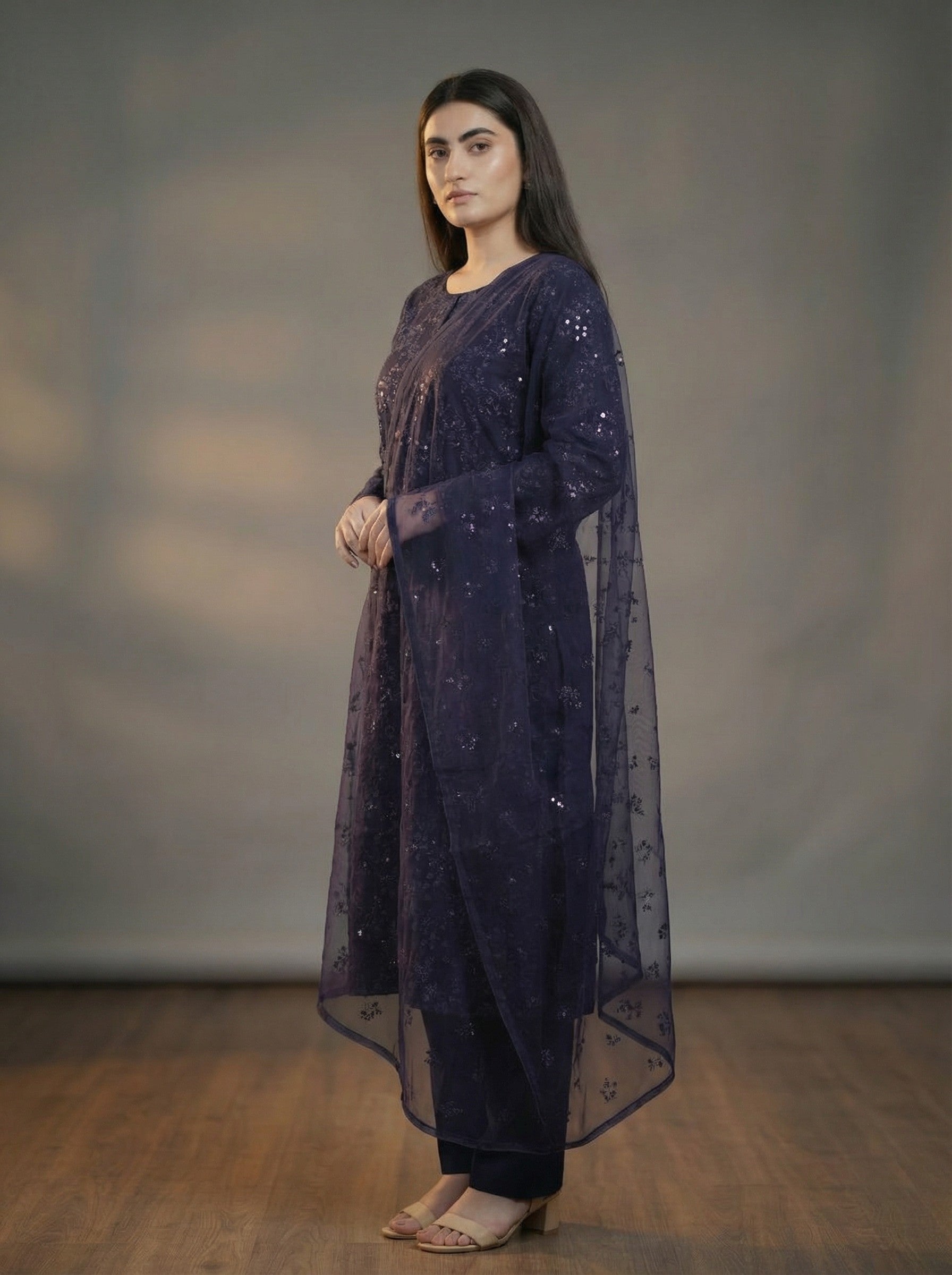 Ivy Mirror | Premium Unstitched 3-Piece Karandi Suit