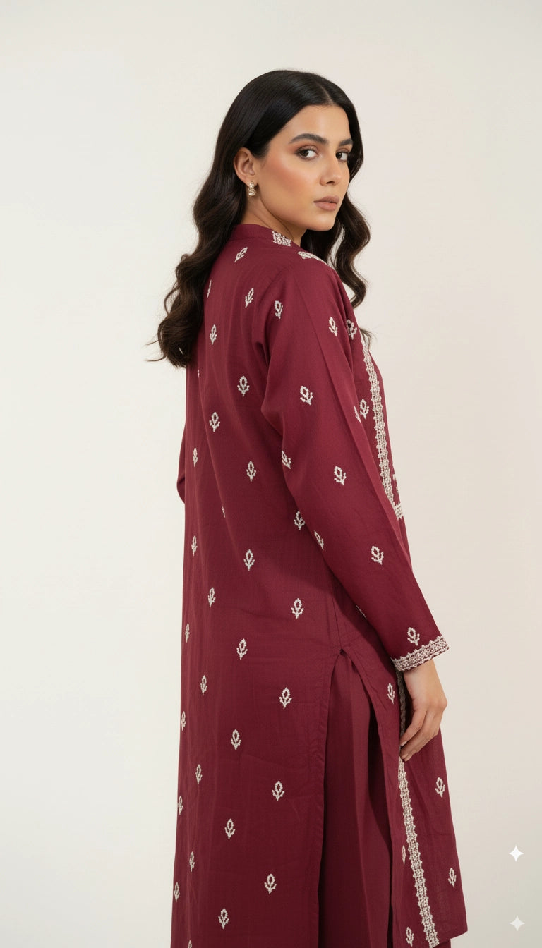 Cultural Grace – Unstitched Modern Embroidered Khaddar 2 Piece