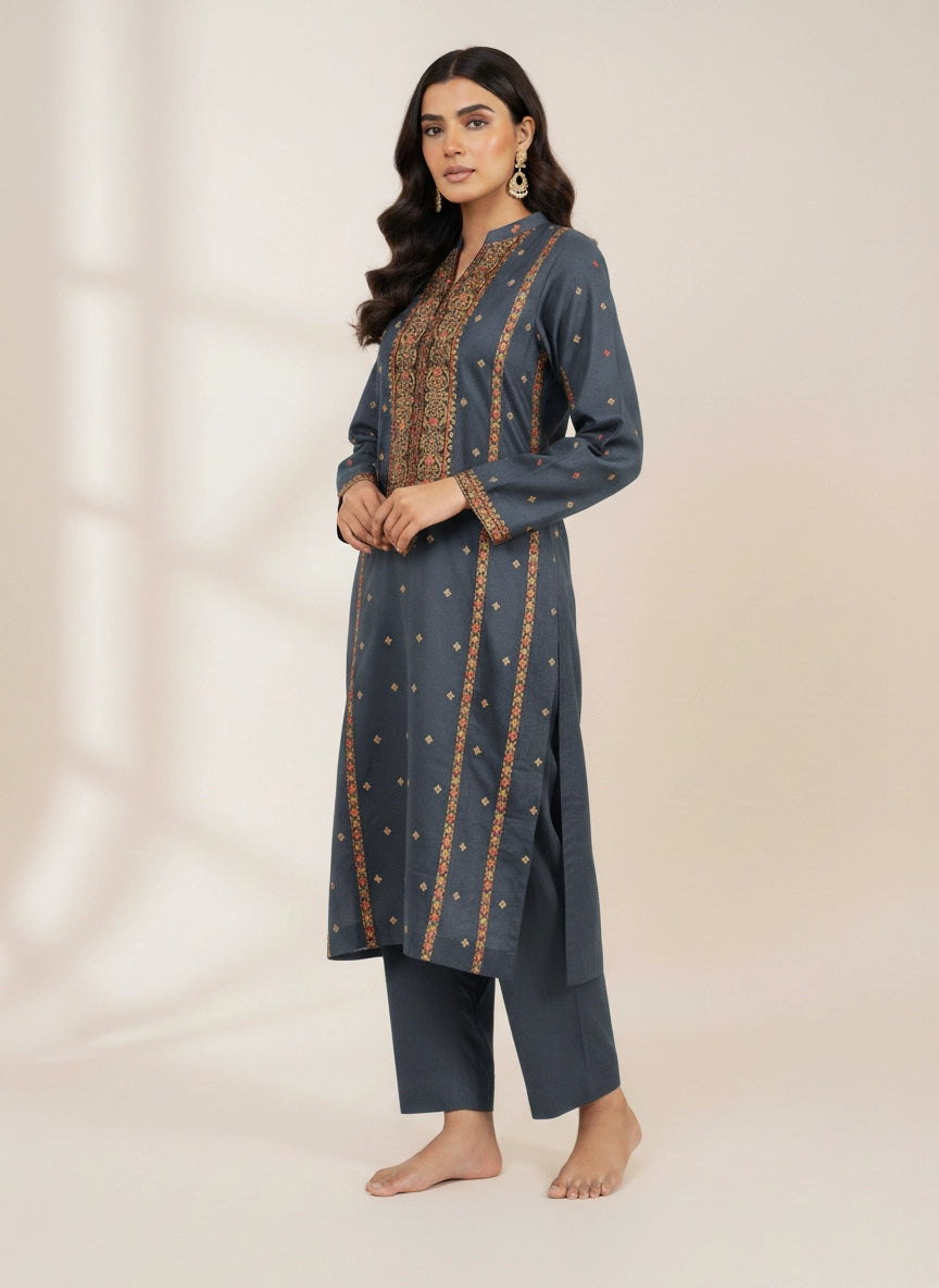 Winter Embroidered Khaddar 2 Piece Unstitched Suit – Casual & Party Wear