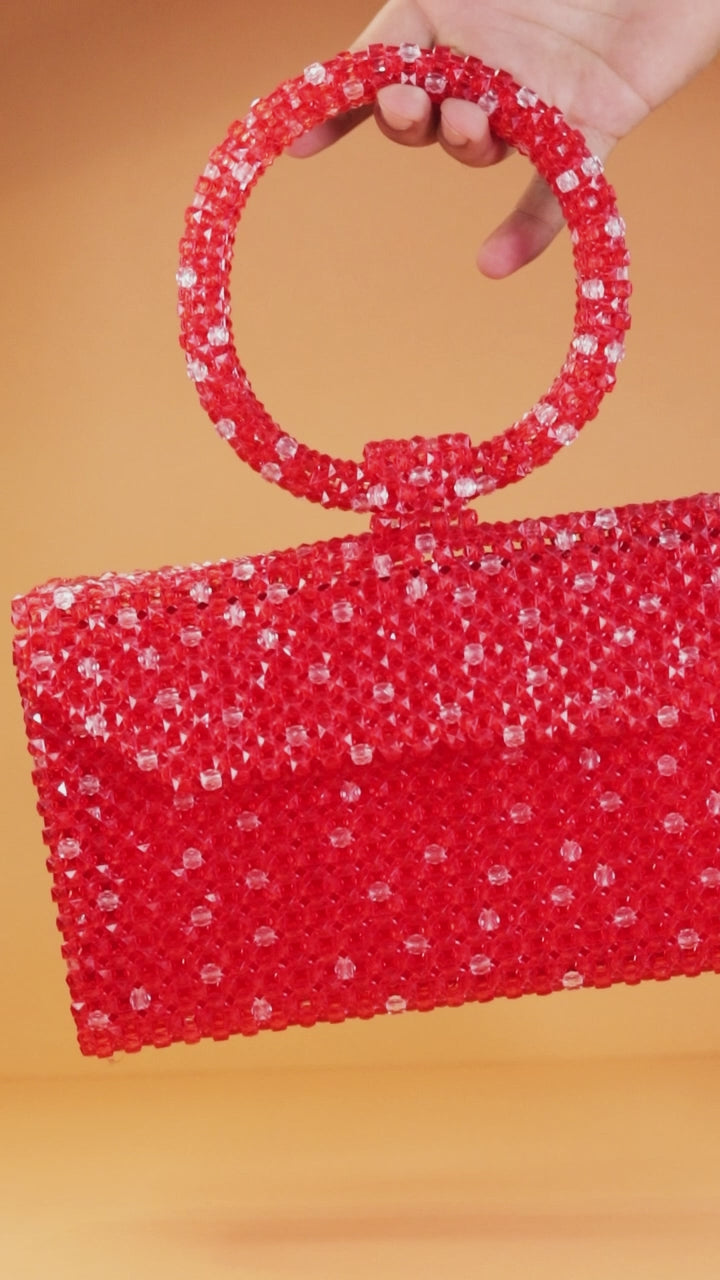 Ring Red Beaded Handbag